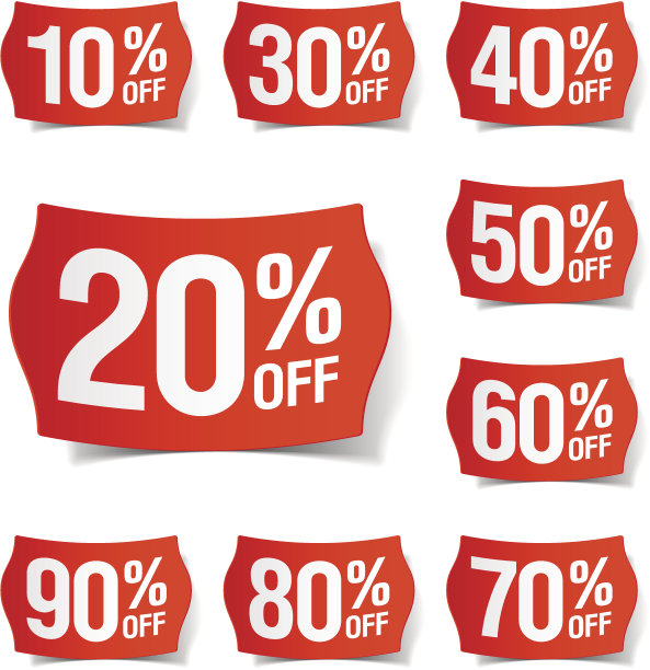 许多不同的价格折扣标签图片下载