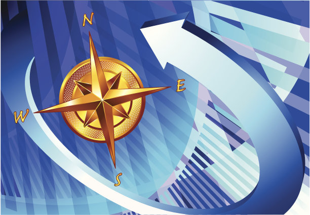 导航罗盘上的蓝色箭头背景图片下载