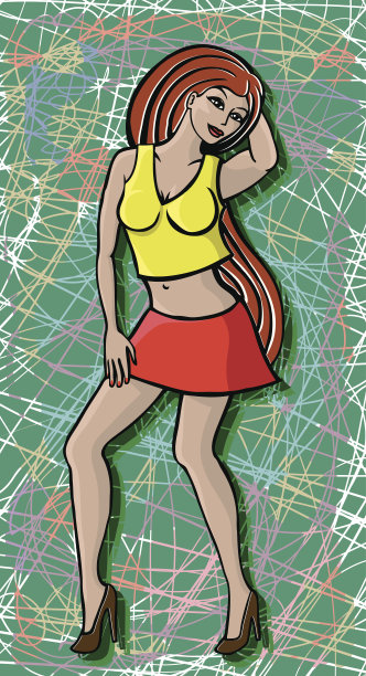 红色头发的美女图片下载