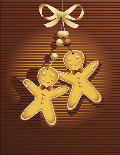 有姜饼人的圣诞卡片图片下载