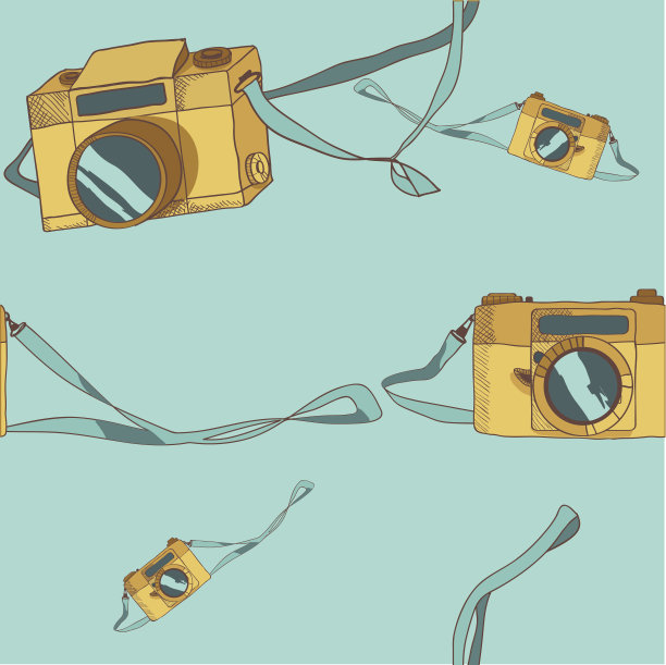 复古相机无缝图案图片下载