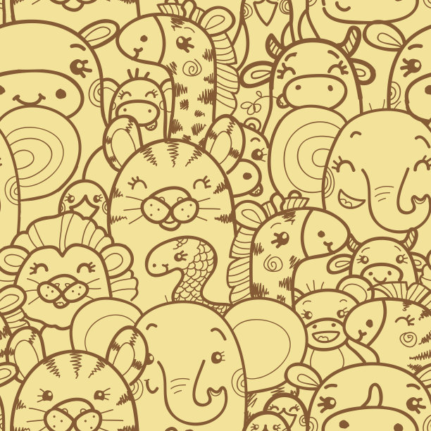 野生动物无缝图案图片下载