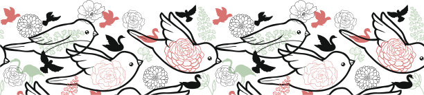 鸟舞水平无缝图案点缀图片下载