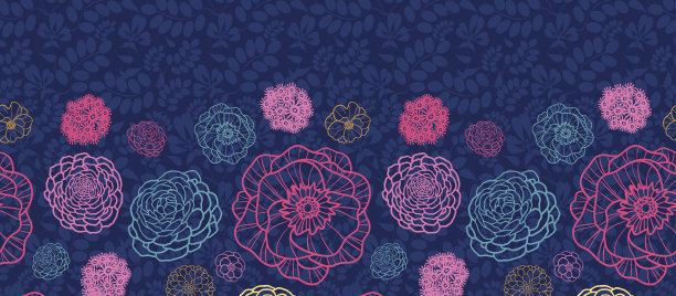 浮动花水平无缝图案边界图片下载