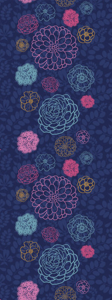 浮动花垂直无缝图案边界图片下载