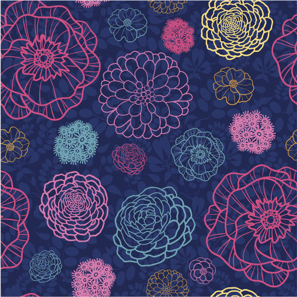 浮动花无缝图案背景图片下载