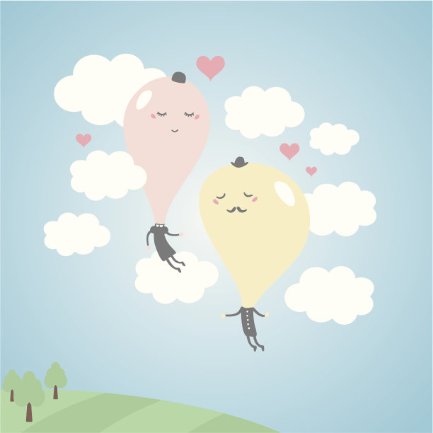 浪漫的气球在天空与云彩。图片下载