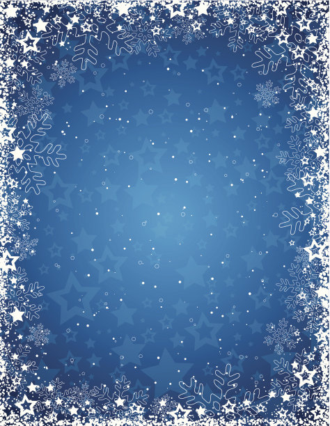 蓝色背景与雪花的框架图片下载