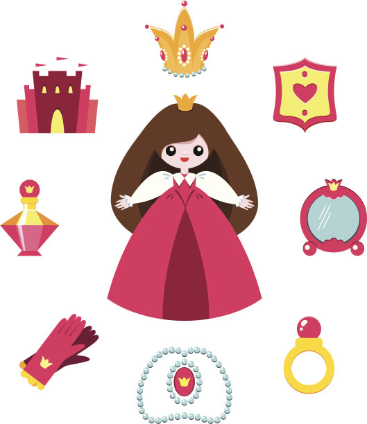 公主设计元素集。图片下载