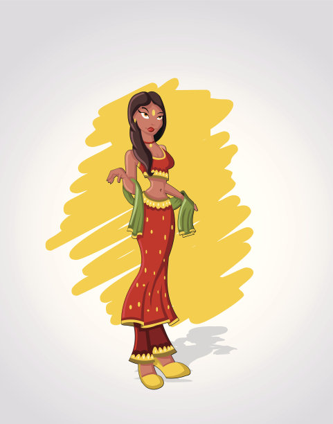 卡通印度妇女图片下载
