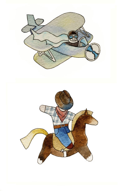 卡通人物牛仔和飞行员图片下载