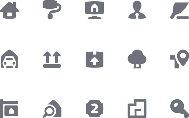 许多不同的房地产图标图片下载