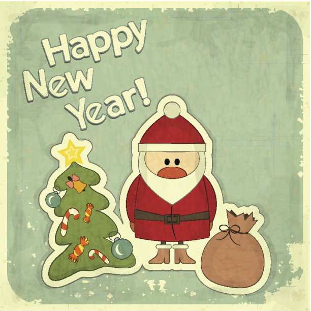 有圣诞老人的新年贺卡图片下载