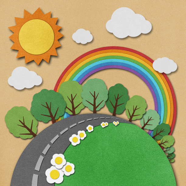 夏季景色再生纸背景。素材图片