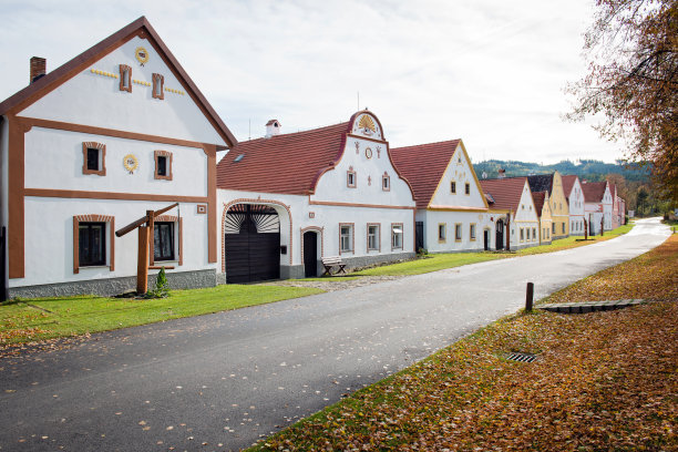 捷克共和国Holasovice的乡村装饰房屋图片下载