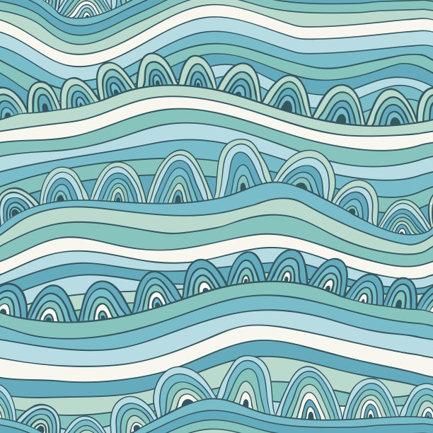 无缝波浪手绘图案图片下载