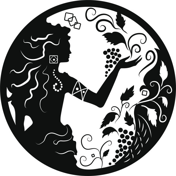 涂鸦着女人和葡萄的剪影图片下载