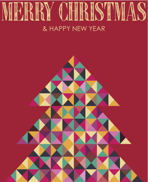 复古的马赛克圣诞树图片下载