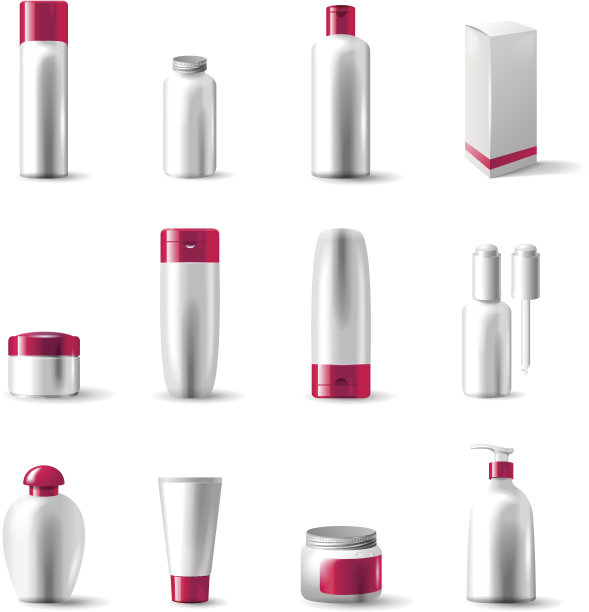 几个空白的化妆品包装在白色和粉红色图片下载