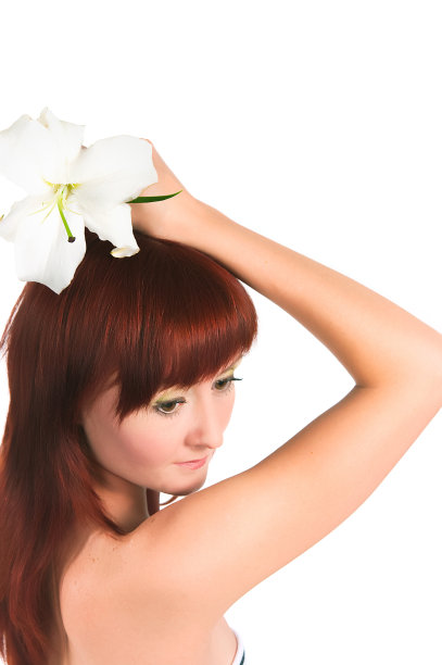 拿着百合花的女孩图片下载