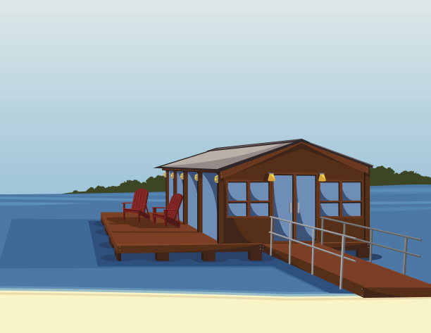 湖边或海滨别墅图片下载