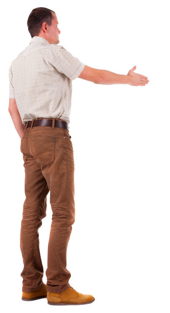 后视镜中移动的男子伸出手来握手图片下载