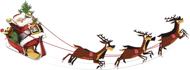 白色背景和圣诞老人飞他的雪橇图片下载