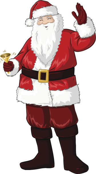 圣诞老人拿着铃铛，挥手迎接圣诞节图片下载