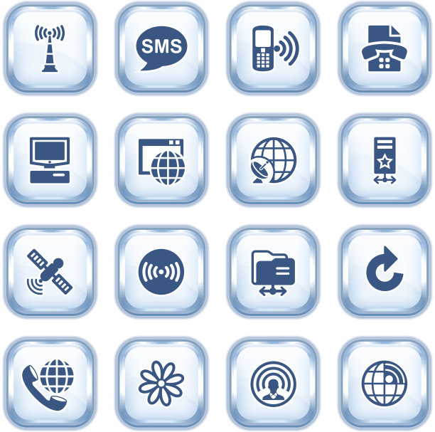 通讯网页图标上光滑的按钮。组2。图片下载