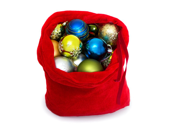 圣诞老人的包和礼物俯视图图片下载