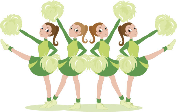 拉拉队在绿色素材图片