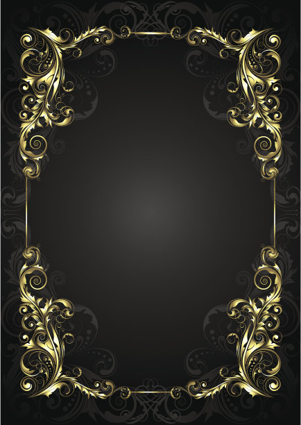 黑色背景上的金色边框图片下载