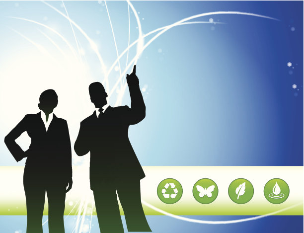 女商人和商人在光纤背景与自然按钮图片下载