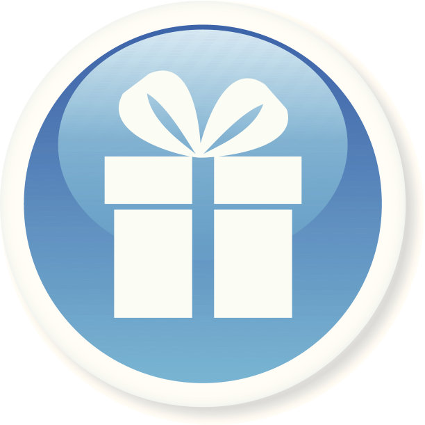 蓝色和白色闪亮的礼物图标图片下载