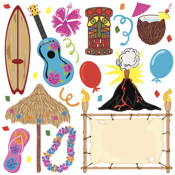 夏威夷提基派对剪贴画图片下载