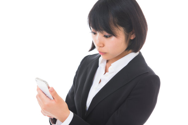 女商人看到智能手机图片下载