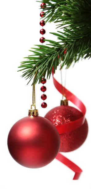 圣诞树上的红色装饰品图片下载