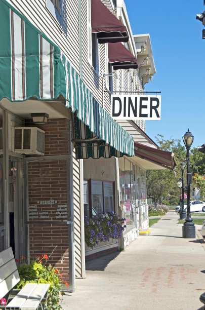 美国大街上的餐馆标志图片下载