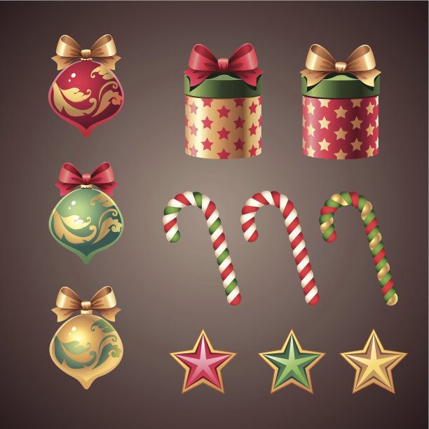 孤立的复古圣诞设计元素图片下载