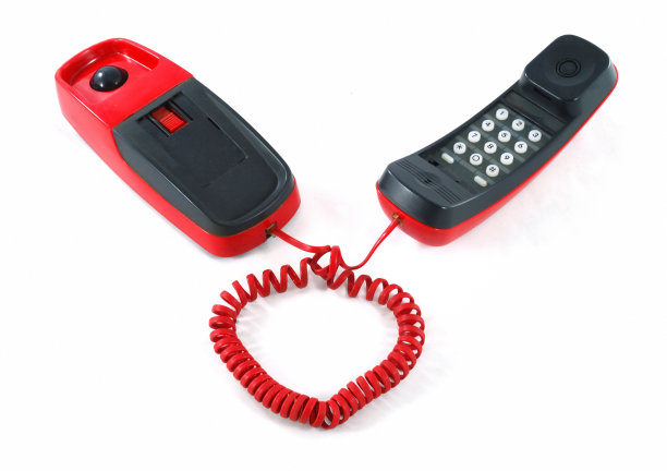 红色电话，心形电缆图片下载