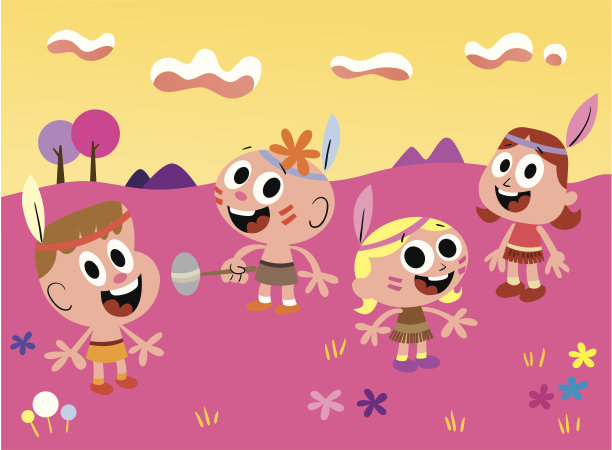 孩子们装扮成美洲印第安人图片下载