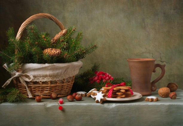 圣诞静物与姜饼干图片下载
