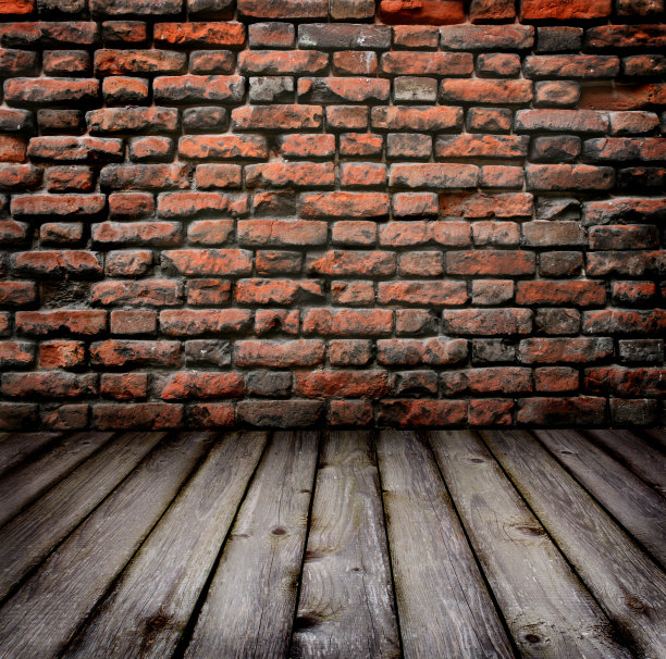 砖墙和木地板图片下载