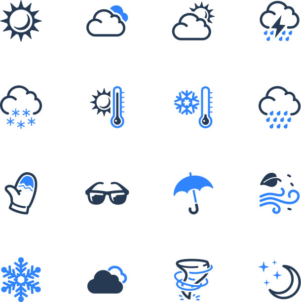 天气图示-蓝色系列图片下载