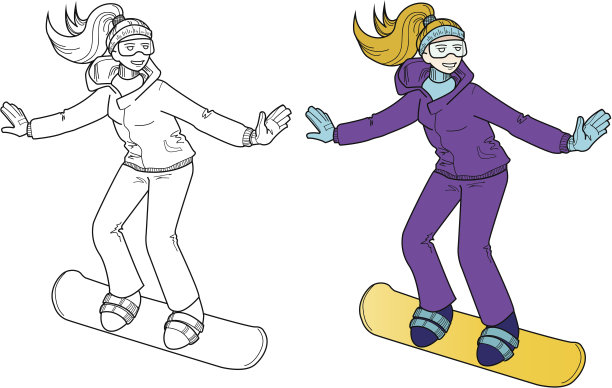 滑雪卡通女孩素材图片