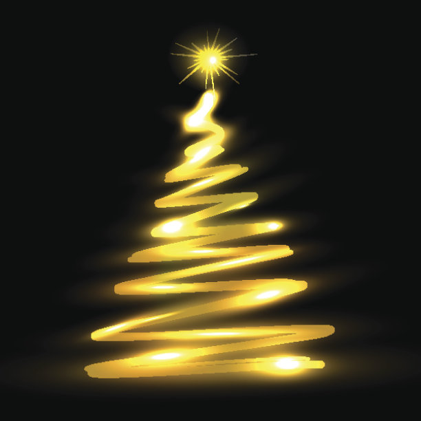 霓虹圣诞树上的黑色背景图片下载