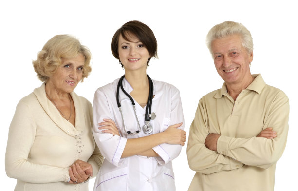 美丽的护士与老年病人图片下载