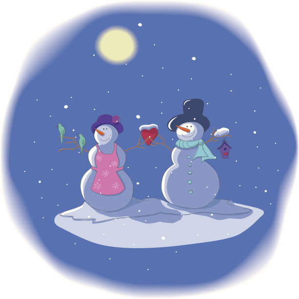 两个雪人和一颗心图片下载