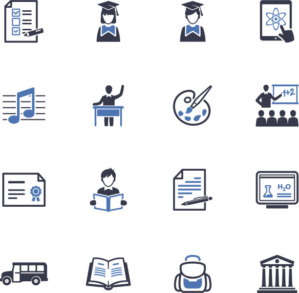 学校及教育图标套装2 -蓝色系列图片下载