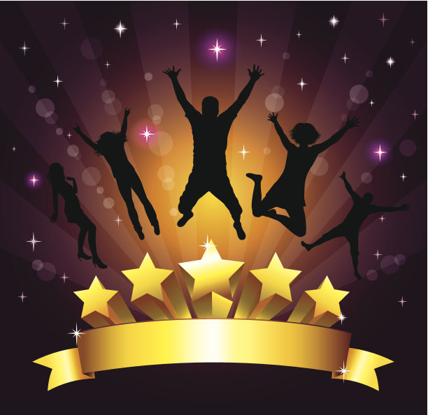 活跃的年轻人。摘要派对背景。图片下载